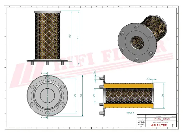 Rysunek wymiarowy Filtr powietrza SA 10288