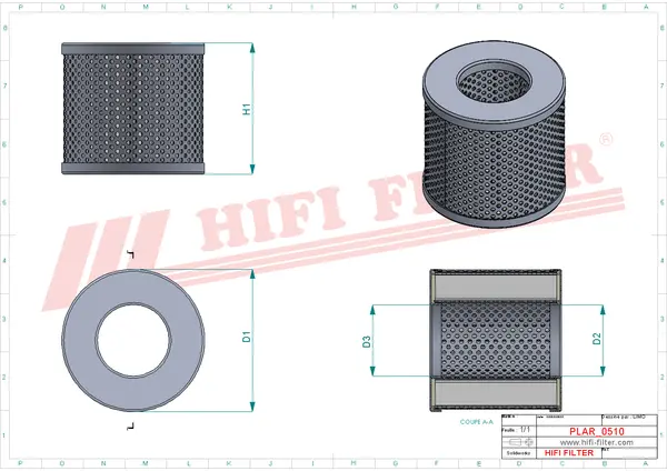 Rysunek wymiarowy Filtr powietrza SA 10321