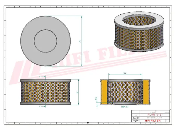 Rysunek wymiarowy Filtr powietrza SA 10386