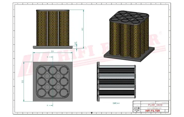 Rysunek wymiarowy Filtr powietrza SA 10394