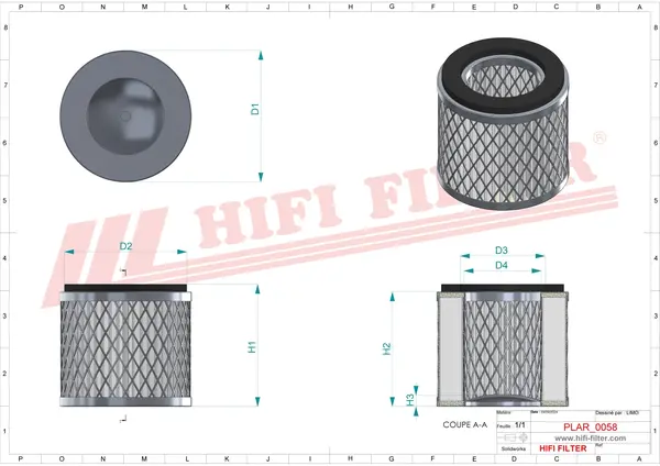 Rysunek wymiarowy Filtr powietrza SA 10444