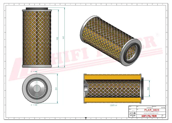 Rysunek wymiarowy Filtr powietrza SA 10783