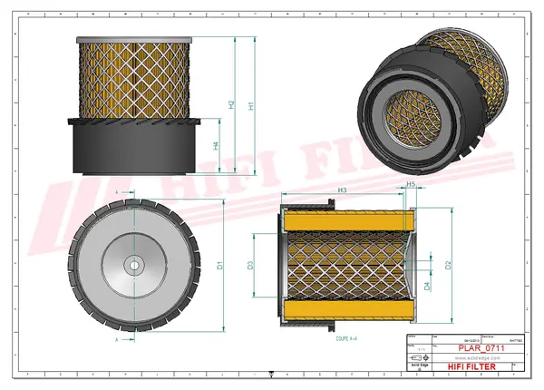 Rysunek wymiarowy Filtr powietrza SA 10785 K
