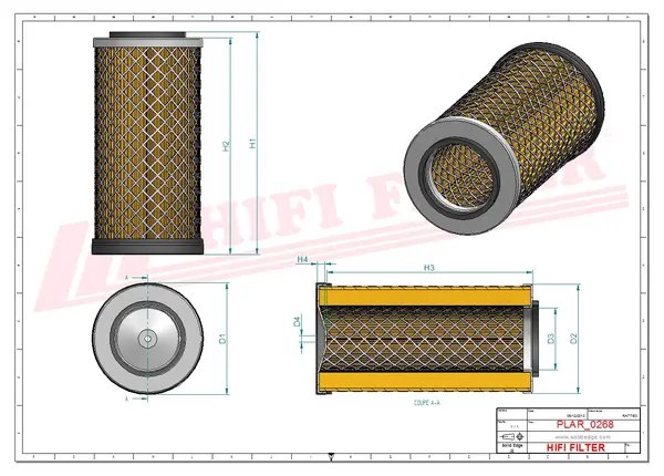 Rysunek wymiarowy Filtr powietrza SA 10856