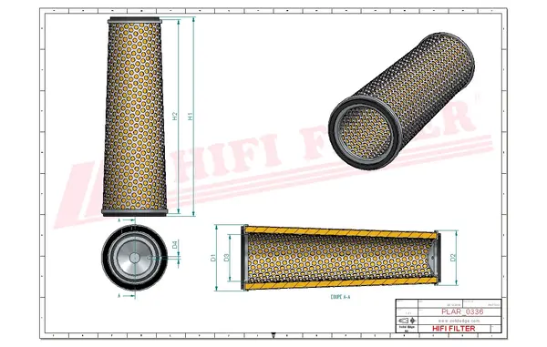 Rysunek wymiarowy Filtr powietrza SA 10881