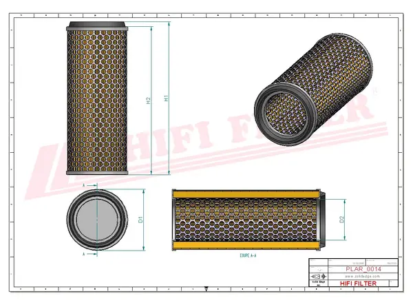 Rysunek wymiarowy Filtr powietrza SA 10942