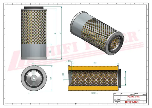 Rysunek wymiarowy Filtr powietrza SA 11603