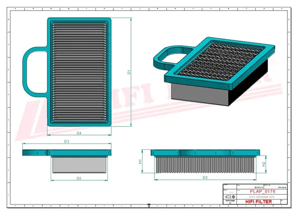 Rysunek wymiarowy Filtr powietrza SA 12140