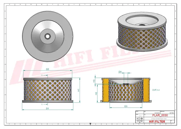 Rysunek wymiarowy Filtr powietrza SA 12158