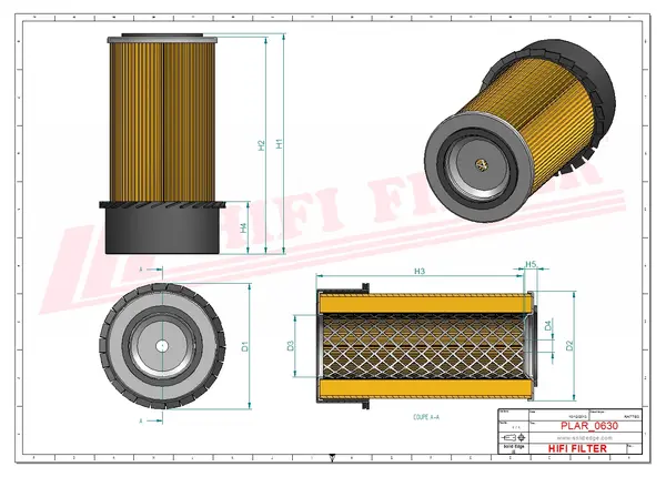 Rysunek wymiarowy Filtr powietrza SA 12159