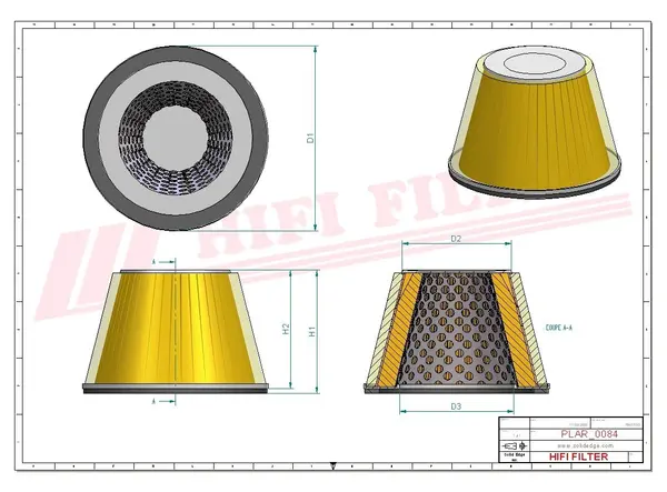 Rysunek wymiarowy Filtr powietrza SA 12162