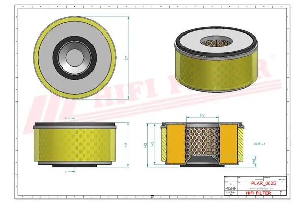 Rysunek wymiarowy Filtr powietrza SA 12163