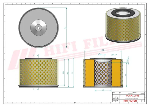 Rysunek wymiarowy Filtr powietrza SA 12164