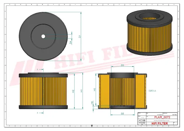 Rysunek wymiarowy Filtr powietrza SA 12190