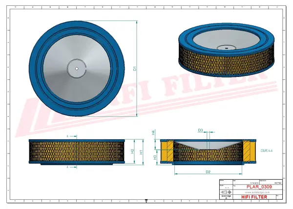 Rysunek wymiarowy Filtr powietrza SA 12395