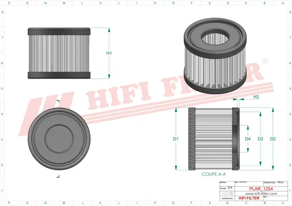 Rysunek wymiarowy Filtr powietrza SA 12498