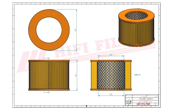 Rysunek wymiarowy Filtr powietrza SA 12519