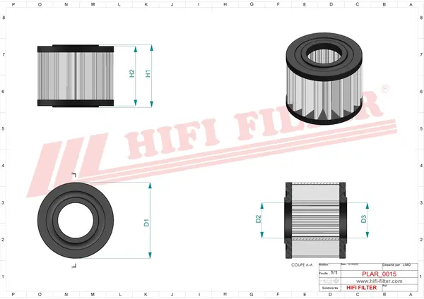 Rysunek wymiarowy Filtr powietrza SA 12532
