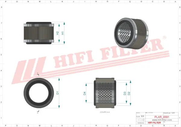 Rysunek wymiarowy Filtr powietrza SA 12655