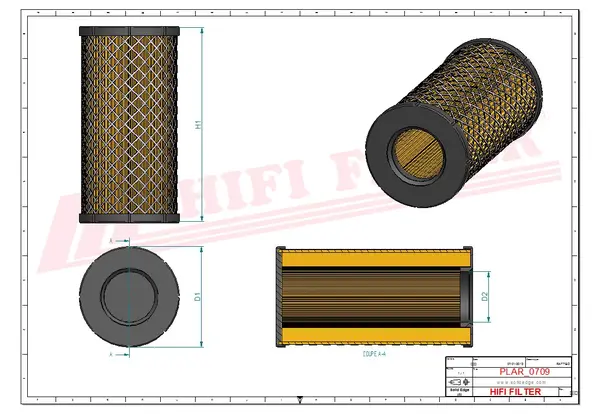 Rysunek wymiarowy Filtr powietrza SA 12701