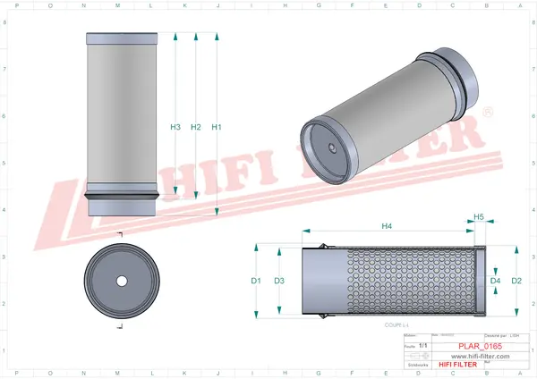 Rysunek wymiarowy Filtr powietrza SA 14472