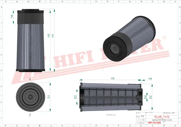 Rysunek wymiarowy Filtr powietrza SA 160030