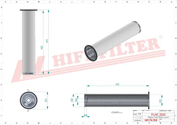 Rysunek wymiarowy Filtr powietrza SA 16070
