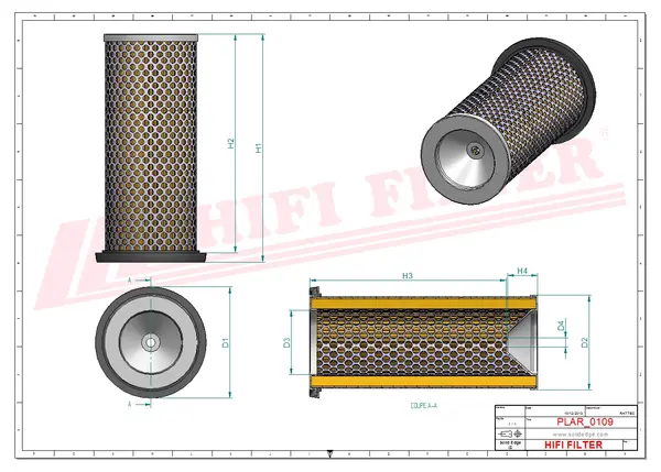 Rysunek wymiarowy Filtr powietrza SA 16202