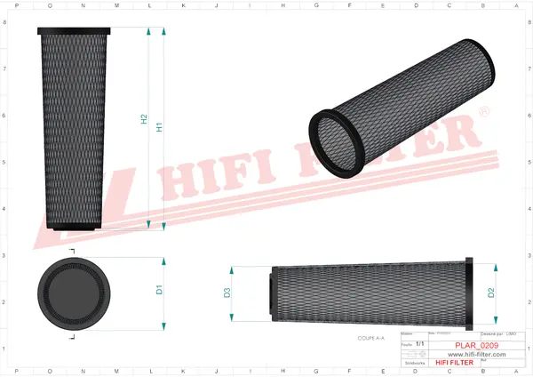 Rysunek wymiarowy Filtr powietrza SA 16479