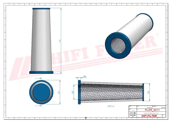 Rysunek wymiarowy Filtr powietrza SA 16560