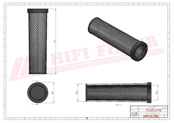 Rysunek wymiarowy Filtr powietrza SA 16755