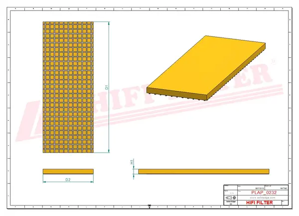 Rysunek wymiarowy Filtr powietrza SA 22140