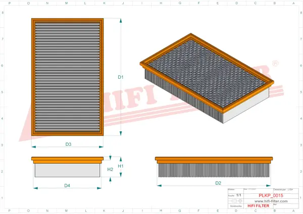 Rysunek wymiarowy Filtr powietrza SA 46246