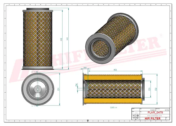 Rysunek wymiarowy Filtr powietrza SA 46431