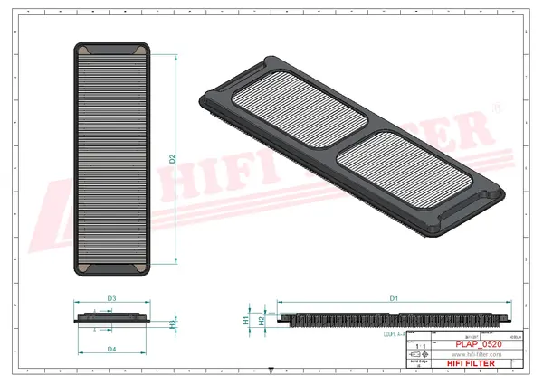 Rysunek wymiarowy Filtr powietrza SA 6031