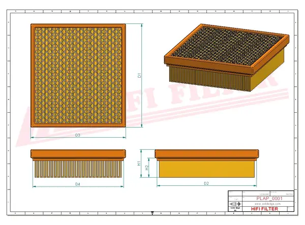 Rysunek wymiarowy Filtr powietrza SA 6042