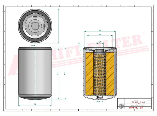 Rysunek wymiarowy Filtr powietrza SA 7037
