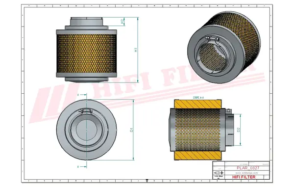 Rysunek wymiarowy Filtr powietrza SF 10080