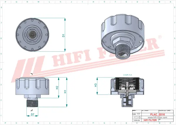 Rysunek wymiarowy Filtr przewietrzania FS 129