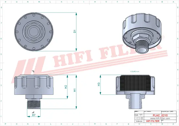 Rysunek wymiarowy Filtr przewietrzania FS 130