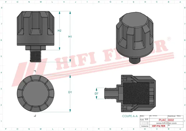 Rysunek wymiarowy Filtr przewietrzania FS 202