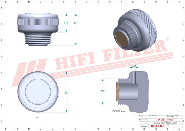 Rysunek wymiarowy Filtr przewietrzania FS 236