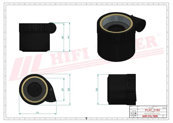 Rysunek wymiarowy Filtr przewietrzania FS 455