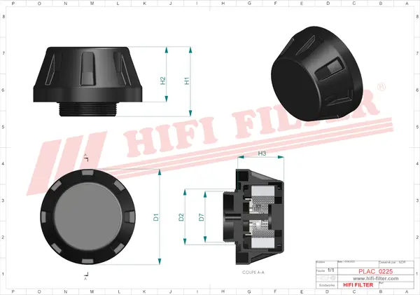 Rysunek wymiarowy Filtr przewietrzania FS 465