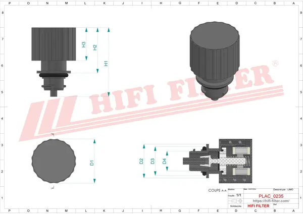 Rysunek wymiarowy Filtr przewietrzania FS 485