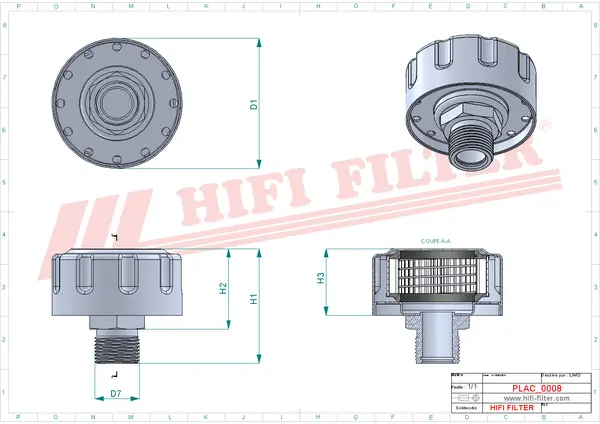 Rysunek wymiarowy Filtr przewietrzania FS 603