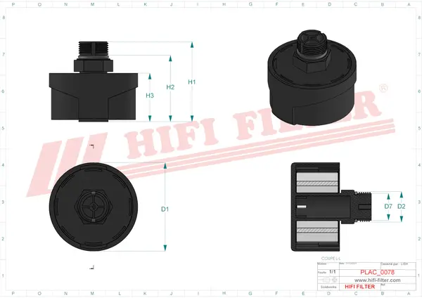 Rysunek wymiarowy Filtr przewietrzania FS 630