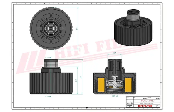 Rysunek wymiarowy Filtr przewietrzania FS 652
