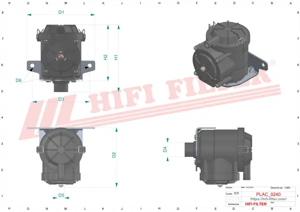 Rysunek wymiarowy Filtr przewietrzania silnika kompletny SAOH 90150HDRBC