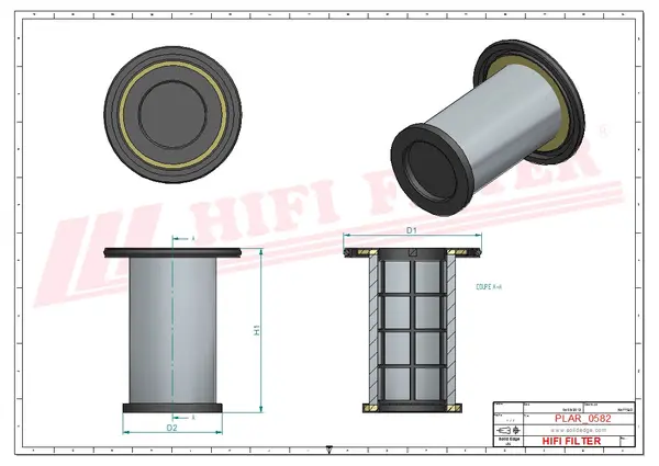 Rysunek wymiarowy Filtr przewietrzania silnika SAO 6091